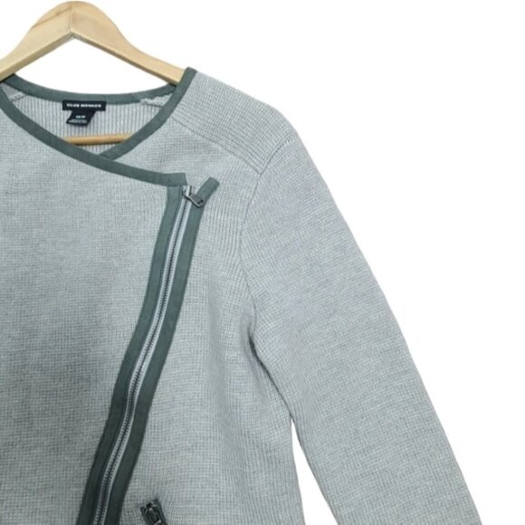 CLUB MONACO 100% Wool Asymmetrical Wrap Front Oversized Cardigan Sweater XS - Picture 4 of 11